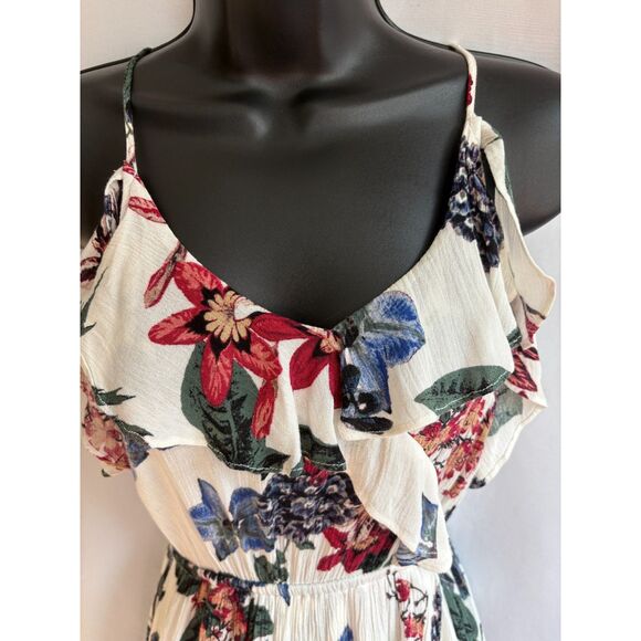 Illa Illa Floral High Low Maxi Midi Ruffle Dress Size S White Romantic Feminine - Picture 2 of 9